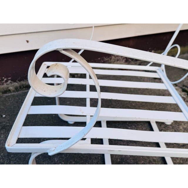 Vintage 1960s White Wrought Iron Cantilever Lounge Chair For Sale In Boston - Image 6 of 10