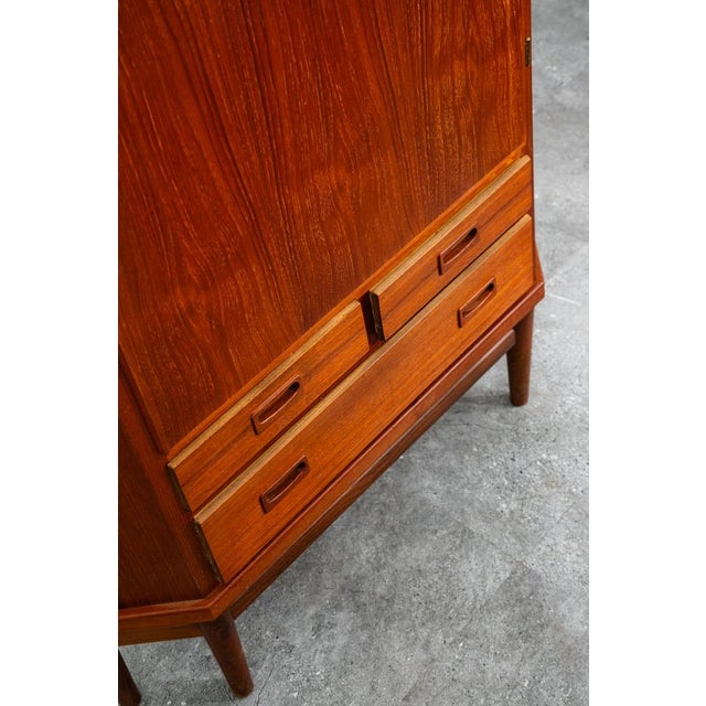 Mid Century Danish Modern Corner Cabinet Unit Teak MCM Denmark Large 3 Drawers For Sale - Image 11 of 12