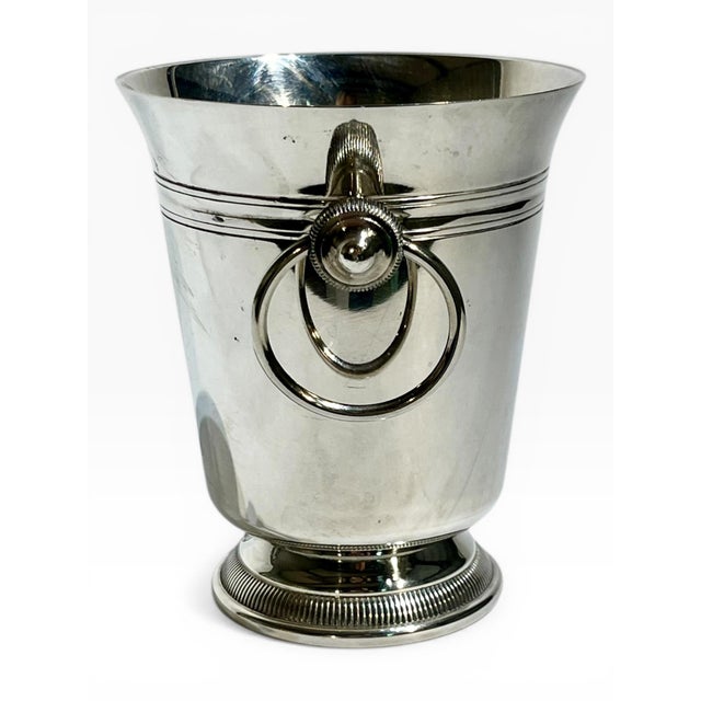 Art Deco Vintage French Art Deco Silver Plate Ice Bucket With Ice Spoon For Sale - Image 3 of 14