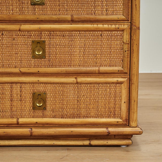Mid Century French Bamboo and Grasscloth Dresser or Cabinet For Sale - Image 14 of 14