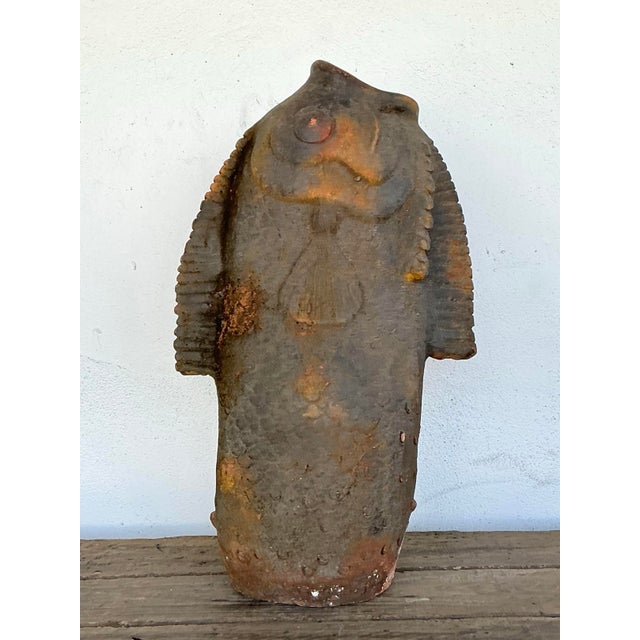 Vintage Original Studio Pottery Terracotta Fish Umbrella Stand For Sale - Image 10 of 12