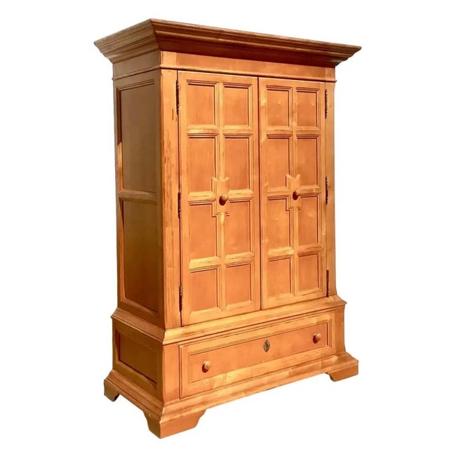 Mid-Century Modern Vintage Drexel Pine Armoire Cabinet For Sale - Image 3 of 13
