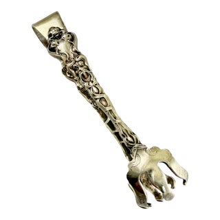 Unger Brothers ‘Douvaine’ Art Nouveau Sterling Silver Sugar Tongs For Sale