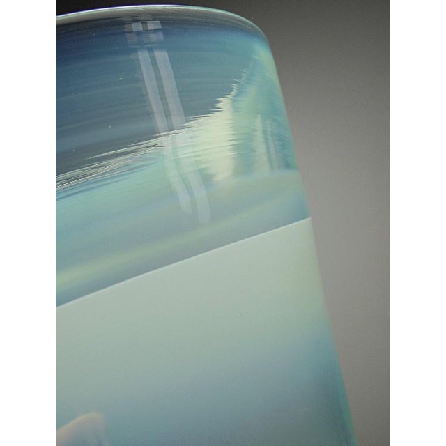 Turquoise Vintage Scandinavian Opaline Blown Glass Vase in the style of Kosta Boda, 1960s For Sale - Image 8 of 12