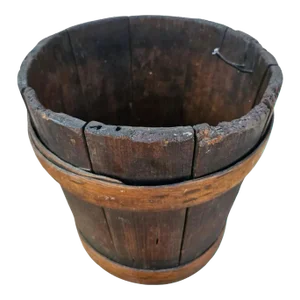 18th Century Elm Primitivist Kindling or Fire Bucket