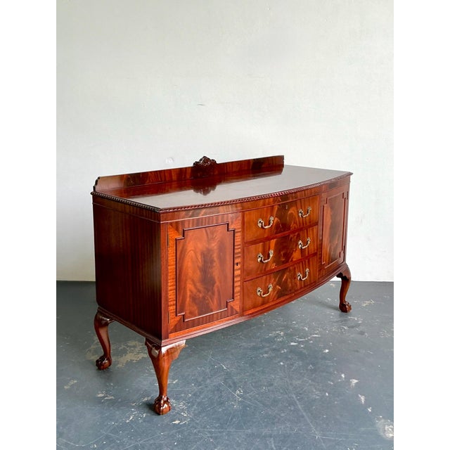 19th Century Vintage Flame Mahogany Chippendale Sideboard For Sale - Image 5 of 12