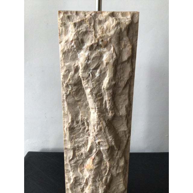 Metal 1970s White Marble and Chrome Table Lamp For Sale - Image 7 of 11