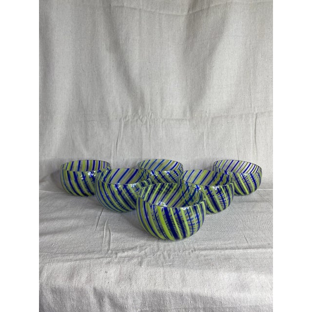 Late 20th Century Hand-Blown Vinini-Style Bowls- Set of 6 For Sale - Image 10 of 10