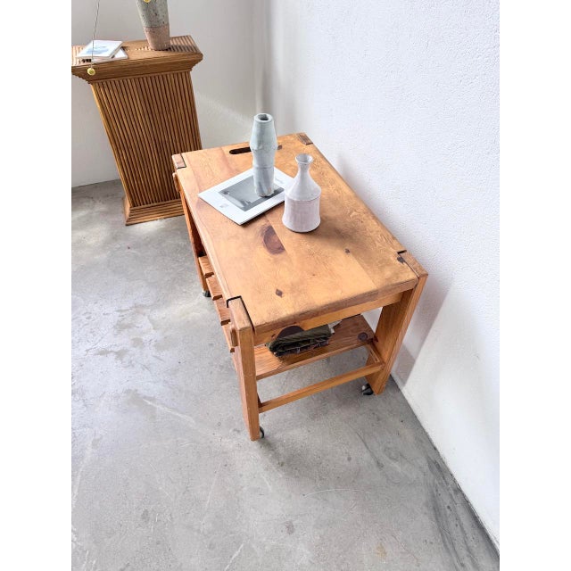 Pine Serving Cart on Casters, 1980s For Sale - Image 11 of 18