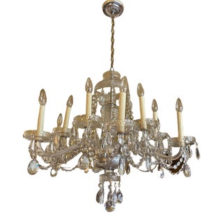 Vintage Traditional Czech Crystal 12 Light Chandelier For Sale