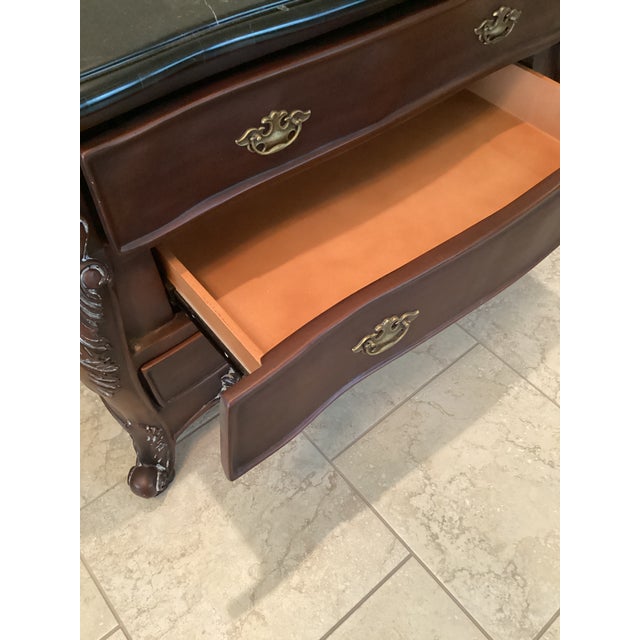 Vintage 1980s French Provincial Style Marble-Top Bombé Chest by Rhodes Furniture For Sale In Houston - Image 6 of 9