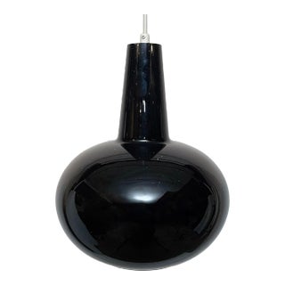 Mid-Century Prescolite Black Cased Glass Pendant For Sale