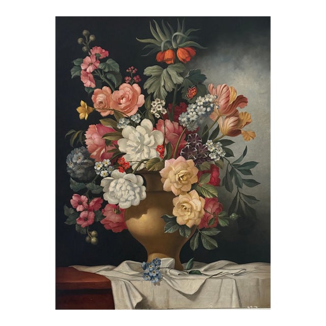1950s Mata, E. Garcia. Oil on Canvas of Still-Life of Flowers For Sale