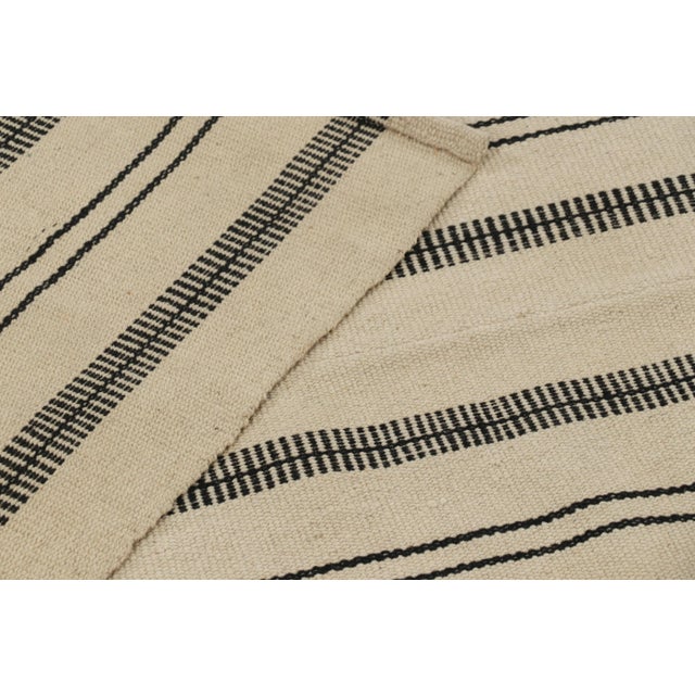 Vintage Kurd Bidjar Persian Kilim With Taupe, Black & Cream Stripes - Rug & Kilim For Sale - Image 9 of 9
