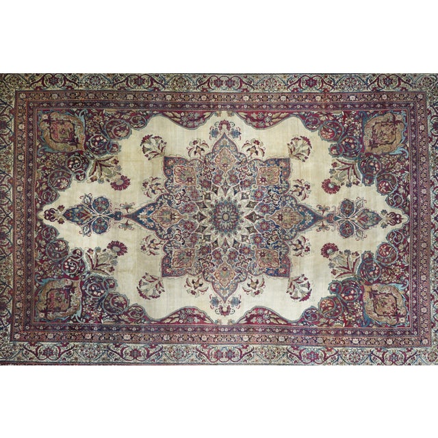 Ecru Late 19th Century Antique Kerman Rug 9'8'' X 14'6'' For Sale - Image 8 of 10
