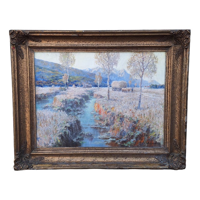 Josef Dederichs, Mountain Landscape, 1930s, Oil Painting on Canvas, Framed For Sale
