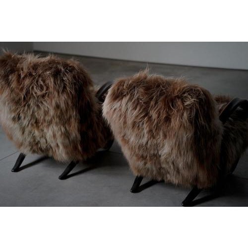 Lounge Chairs in Long Hair Sheepskin by Jindrich Halabala, Czech Republic, 1930s, Set of 2 For Sale - Image 15 of 15