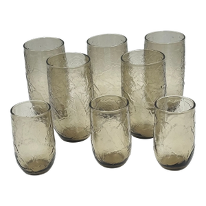 Anchor Hocking Vintage Brown Sherwood Crinkle Juice & Water Drinking Glasses 8pc
