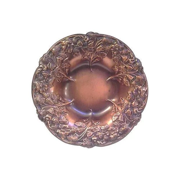 Vintage Copper Repousse Decorative Bowl For Sale