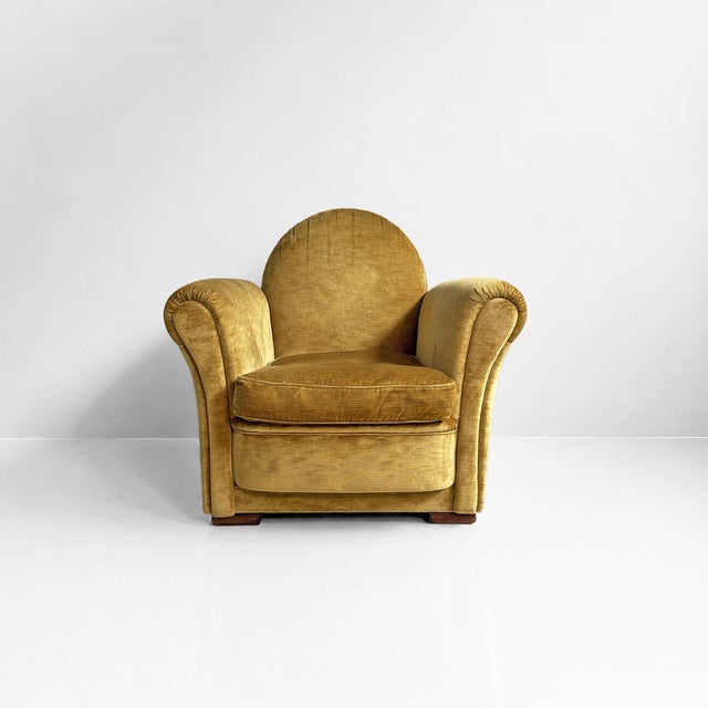 Mid-Century Modern Mid-Century Modern Italian Yellow Velvet Chairs by Tito Agnoli for Poltrona Frau, 1950s, Set of 2 For Sale - Image 3 of 18