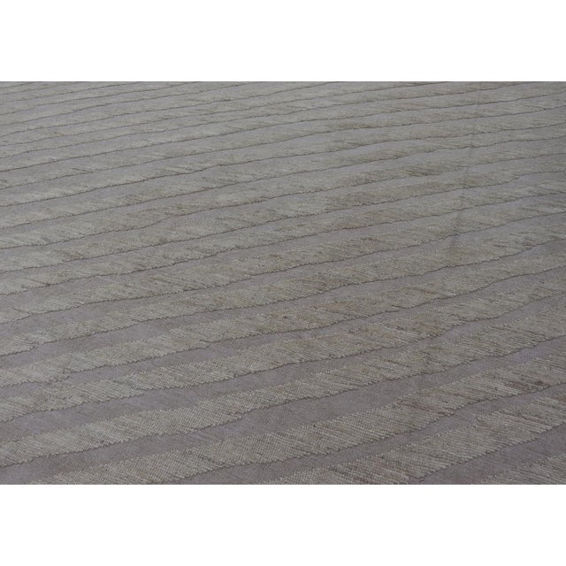 2020s Modern Rug in Wool With Sub-Geometric Slanted Linear Design in Cream and Taupe 9'4 X 11'9 For Sale - Image 5 of 12