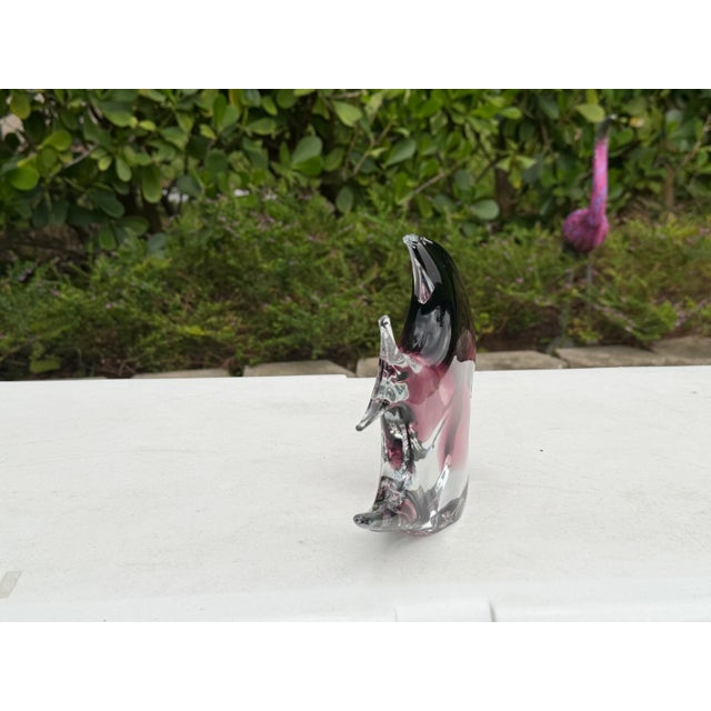 Glass Vintage Signed Daniels Art Glass Angelfish Sculpture, Purple & Clear For Sale - Image 7 of 10
