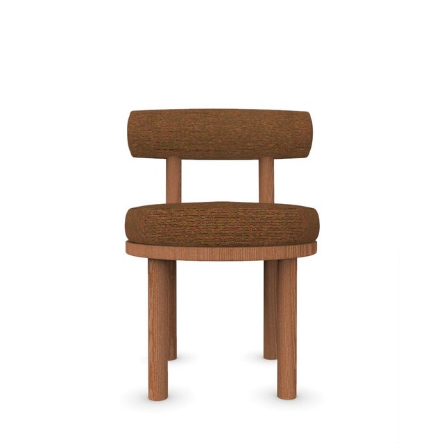 Wood Moca Chair in Dan Chocolate Fabric and Smoked Oak by Studio Rig for Collector For Sale - Image 7 of 7