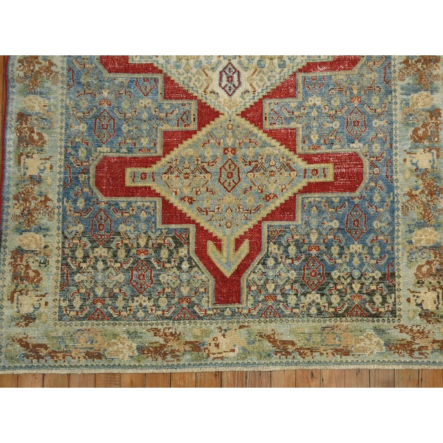 Fine Blue Red Antique Persian Senneh Rug For Sale - Image 4 of 18