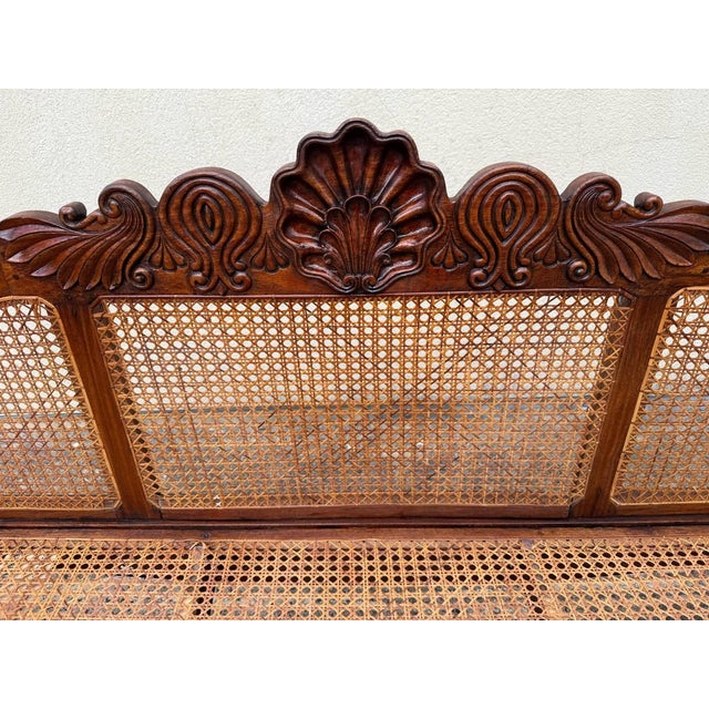 Pair of Matching British Colonial Cane Settees For Sale - Image 9 of 18