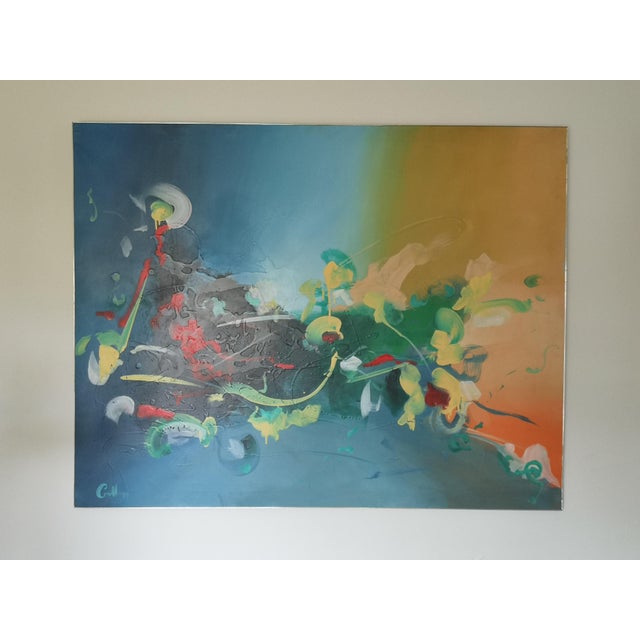 Blue Conillo, Abstract Composition, 1990s, Oil Painting on Canvas For Sale - Image 8 of 8