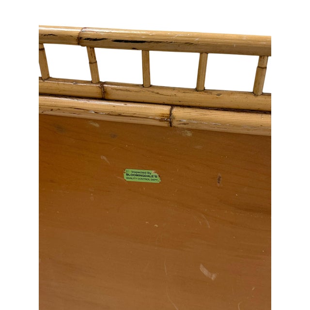 Pair of Mid 20th Century Bloomingdale’s Tortoiseshell Bamboo and Grasscloth Side Tables For Sale - Image 15 of 15