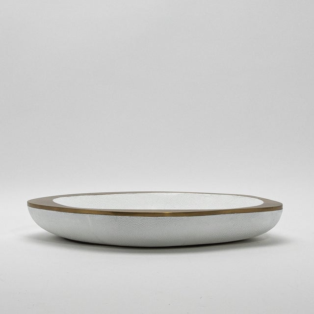 2020s Bowl in White Shagreen With Bronze Patina Brass Details R&y Augousti For Sale - Image 5 of 12