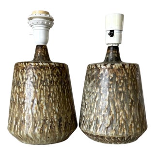 Mid-Century Rubus Table Lamps in Stoneware Ceramic by Gunnar Nylund for Rörstrand, Sweden, 1960s, Set of 2 For Sale