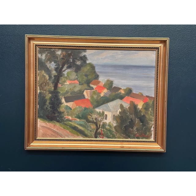 Bernhard Önstad, Coastal Village, 1960s, Oil on Panel, Framed For Sale - Image 5 of 16