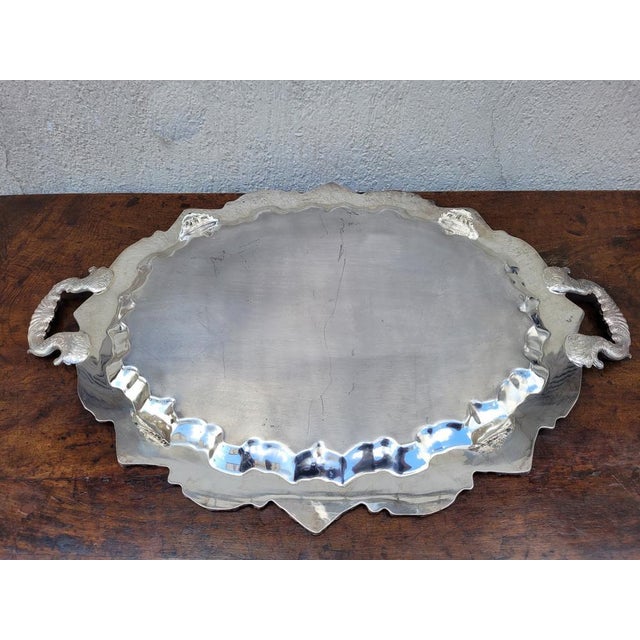 Vintage Silver Metal Tray For Sale - Image 6 of 17