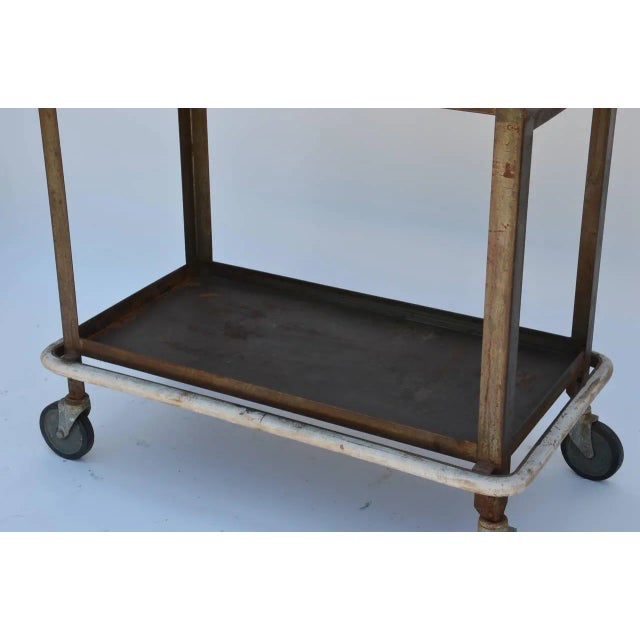 1950s Sturdy Industrial Bar Cart on Wheels For Sale - Image 5 of 9