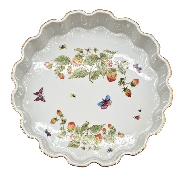 White Set of 3 Ardalt Lenwile Japan Porcelain Baking Dishes – Strawberry Butterfly Pattern With Gold Trim – Oven to Table For Sale - Image 8 of 13