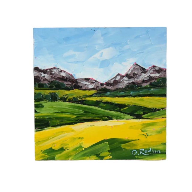 Impressionist Plein Air Scenic Landscape Oil Painting. Displayed in an Antiqued Gold Wood Frame. For Sale - Image 4 of 7