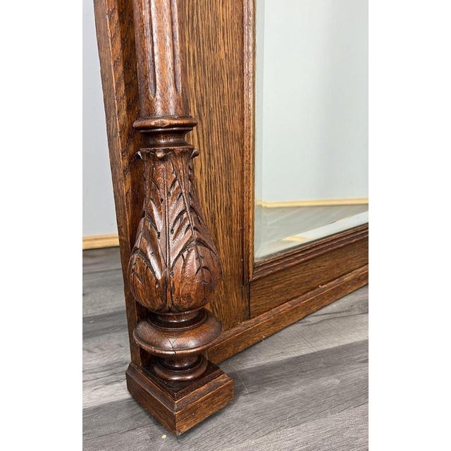 Antique French Style Carved Oak Wall Mirror For Sale - Image 3 of 11