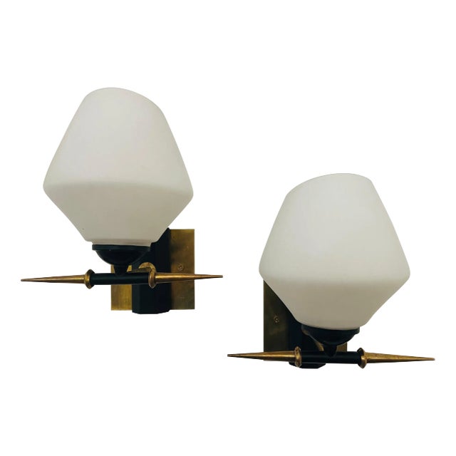 Pair of French 1960s Arlus Wall Lamps For Sale