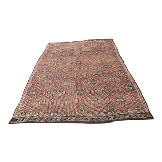 Vintage Geometric Handwoven Turkish Kilim Rug For Sale