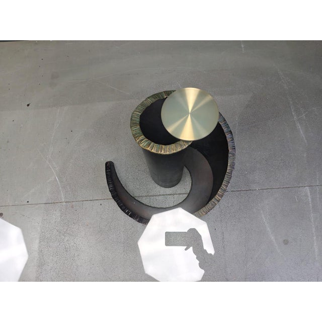 Brutalist Glass and Bronze Dining Table attributed to Barilone for Roche Bobois, 1990s For Sale - Image 11 of 16