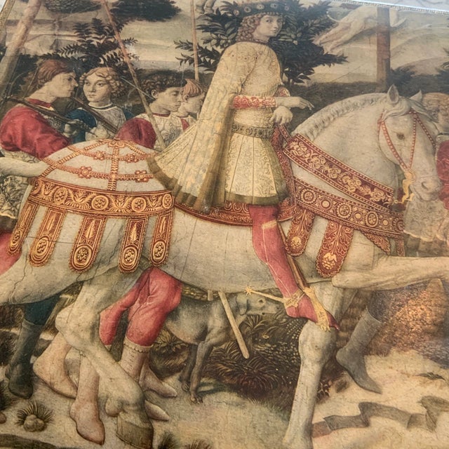 Florentine treasure/jewelry box with fantastic hand-painted rider on horseback detail. Gilt detailing is worn, but adds to...