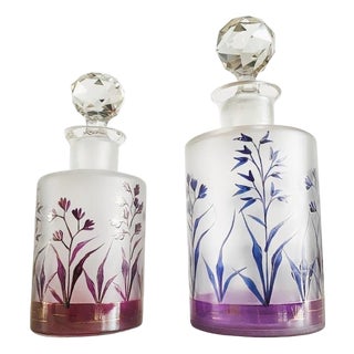 Antique Moser Crystal Perfume Bottle Set, 1800s, Set of 2 For Sale