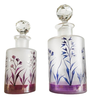 Antique Moser Crystal Perfume Bottle Set, 1800s, Set of 2