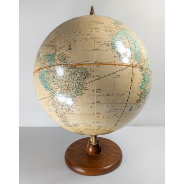 Wood Mid-Century Decorative Cram's Imperial World Globe on Oak Base For Sale - Image 7 of 13