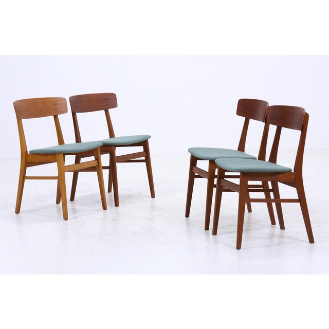 Product details rare set of 4 teak chairs by farstrup møbler features • by farstrup møbler • material: teak & fabric •...