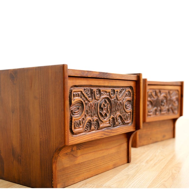 1970s 1970s Hand Carved Brutalist Nightstands by Aquarius Enterprises Africa, A Pair For Sale - Image 5 of 10