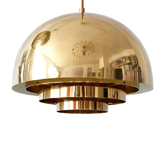 German Brass Pendant Lamp from Vereinigte Werkstätten Collection, 1960s For Sale