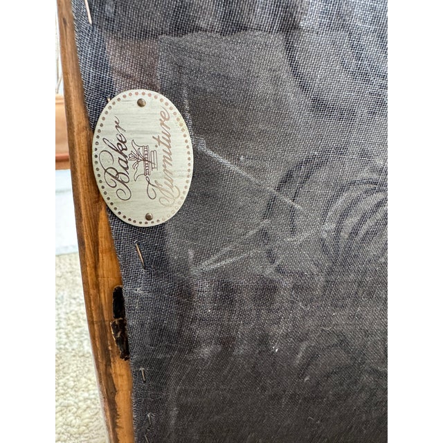 Late 20th Century Baker Furniture French Provincial Wingback Bergère & Ottoman in Floral Trellis Print For Sale - Image 5 of 12